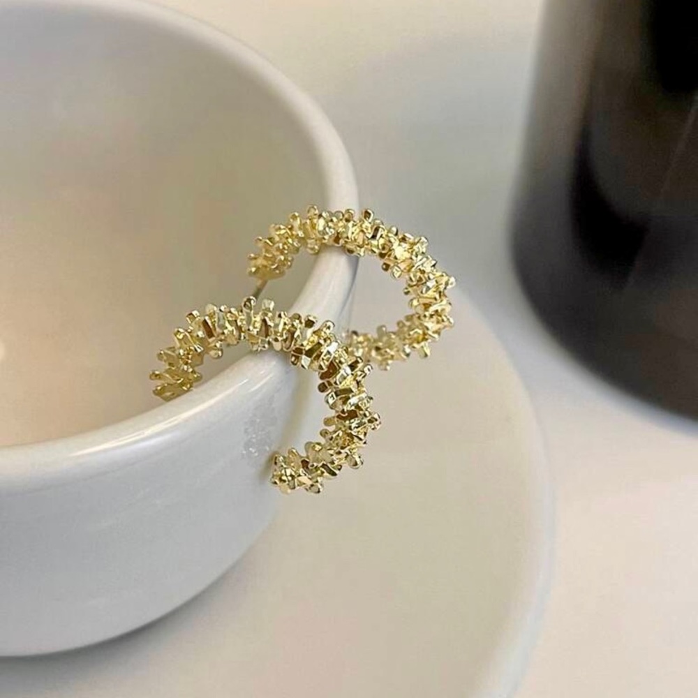 DAZY Textured Metal Cuff Hoop Earrings
